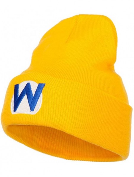 Skullies & Beanies Mario Luigi Wario Waluigi Embroidered Long Beanie - Yellow - CZ185OE0HRW $25.06