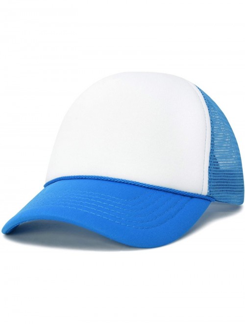 Baseball Caps Neon Trucker Caps Adjustable Snapback Hat - Neon Blue/White - CR17AA4S7X3 $14.11