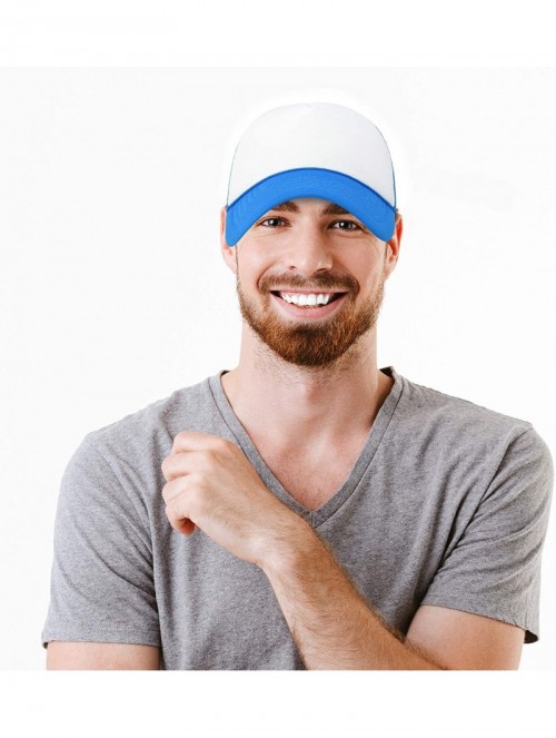 Baseball Caps Neon Trucker Caps Adjustable Snapback Hat - Neon Blue/White - CR17AA4S7X3 $14.11