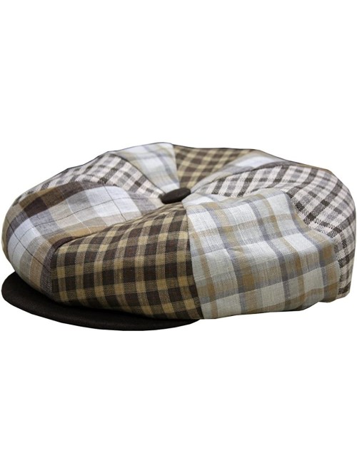 Newsboy Caps Plaid Linen Big Applejack Baker Boy Newsboy Cap Hat Made in USA - Brown - CH12FT4UFDZ $37.32