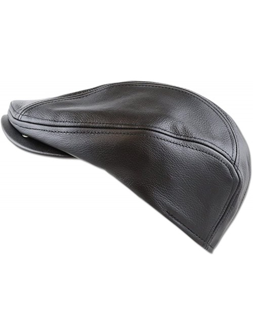 Newsboy Caps Premium Men's Gatsby Ivy Hat Made in USA Leather Black Brown New - Black - CR12N3CYOW5 $26.74