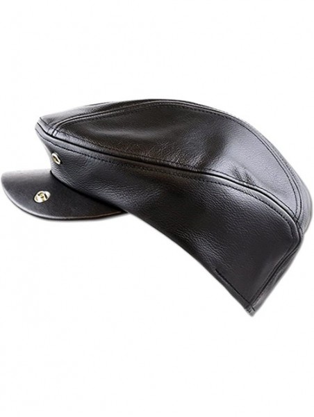 Newsboy Caps Premium Men's Gatsby Ivy Hat Made in USA Leather Black Brown New - Black - CR12N3CYOW5 $26.74