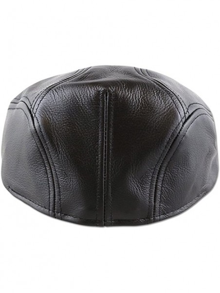 Newsboy Caps Premium Men's Gatsby Ivy Hat Made in USA Leather Black Brown New - Black - CR12N3CYOW5 $26.74