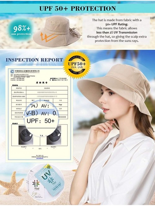 Bucket Hats Large Head Women Packable Wide Brim SPF Sun Hat Bucket Travel Summer Chin Strap 58-60cm - Khaki_1005 - CB18SQ9QLI...