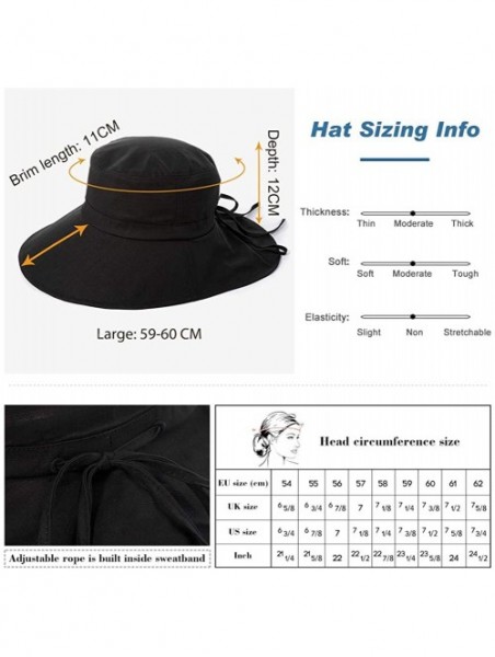 Bucket Hats Large Head Women Packable Wide Brim SPF Sun Hat Bucket Travel Summer Chin Strap 58-60cm - Khaki_1005 - CB18SQ9QLI...