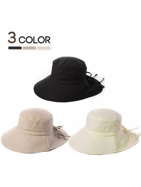 Bucket Hats Large Head Women Packable Wide Brim SPF Sun Hat Bucket Travel Summer Chin Strap 58-60cm - Khaki_1005 - CB18SQ9QLI...