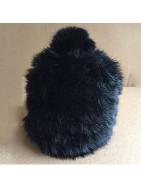 Skullies & Beanies Women's Winter Knitted Rabbit Fur Hat Cap - Black - C812O1E2AS1 $24.62