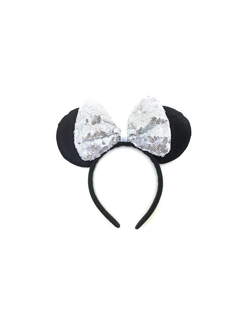 Headbands Sequin Hair Bows Headbands Mouse Ears for Baby Girls Women Costume Party - M8 (SQ-White) - Sq-white - CZ17YLHN37C $...