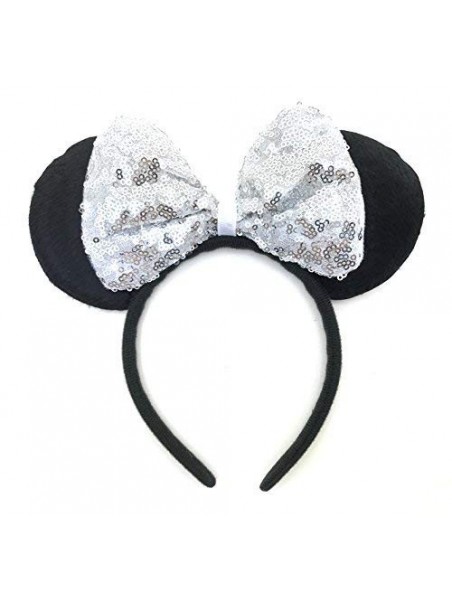 Headbands Sequin Hair Bows Headbands Mouse Ears for Baby Girls Women Costume Party - M8 (SQ-White) - Sq-white - CZ17YLHN37C $...