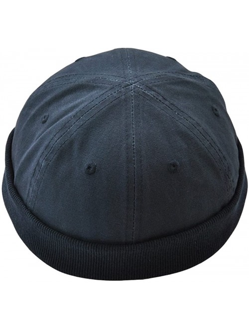 Skullies & Beanies Men Women Solid Color Adjustable Beanie Skull Cap - Style a Dark Blue - CW189N9K5YO $18.13