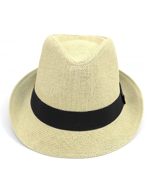 Fedoras Unisex Summer Short Brim Fedora - Hats for Men & Women + Panama Hats & Straw Hats - Classic Black Bands - CD17YTMSH67...