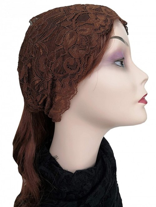 Headbands Stretch Headbands for Women Lace Headcovering for Women Lace Headwrap (Brown) - Brown - C718M7U6YTI $11.22