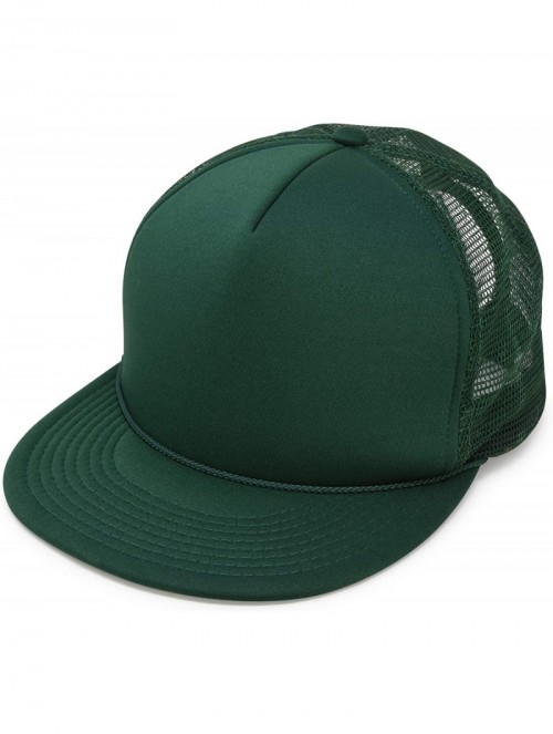 Baseball Caps Flat Billed Trucker Hat Mesh Back S M L Adjustable Cap Solid Two Toned Snapback - Dark Green - CB11JF2NTYF $11.89