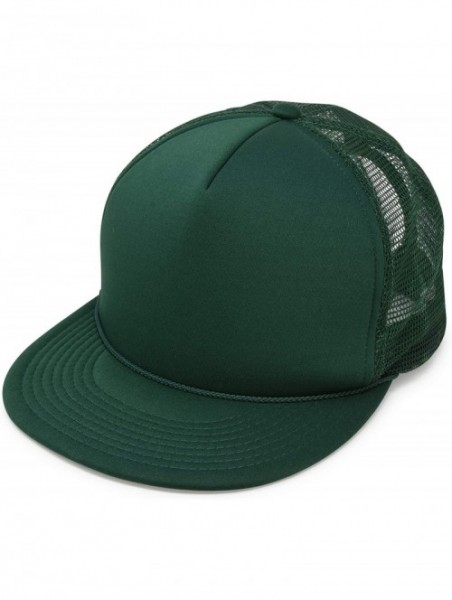 Baseball Caps Flat Billed Trucker Hat Mesh Back S M L Adjustable Cap Solid Two Toned Snapback - Dark Green - CB11JF2NTYF $11.89