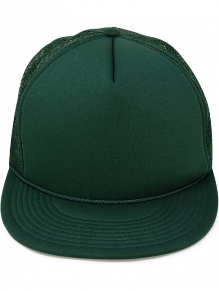 Baseball Caps Flat Billed Trucker Hat Mesh Back S M L Adjustable Cap Solid Two Toned Snapback - Dark Green - CB11JF2NTYF $11.89