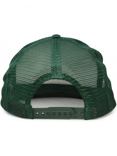 Baseball Caps Flat Billed Trucker Hat Mesh Back S M L Adjustable Cap Solid Two Toned Snapback - Dark Green - CB11JF2NTYF $11.89