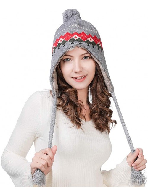 Skullies & Beanies Women Knit Beanie Snow Winter Hat Ski Cap with Pom for Girl Cold Weather 54-60cm - 16204-grey - C618II7KZ3...