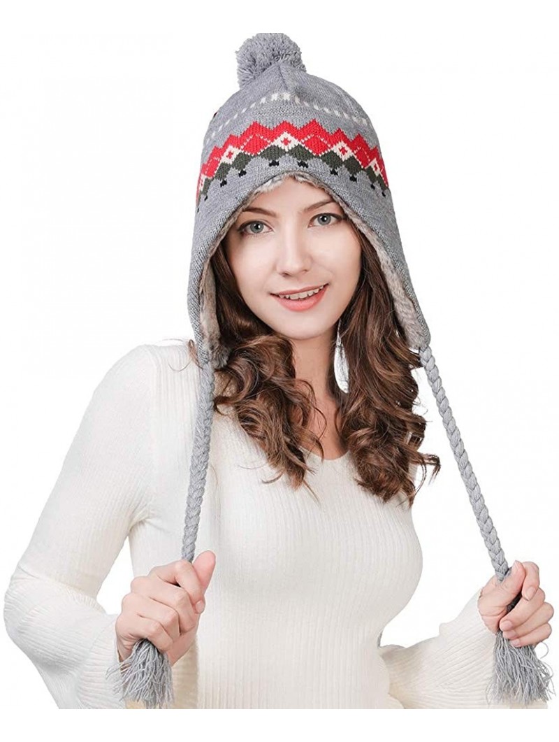 Skullies & Beanies Women Knit Beanie Snow Winter Hat Ski Cap with Pom for Girl Cold Weather 54-60cm - 16204-grey - C618II7KZ3...