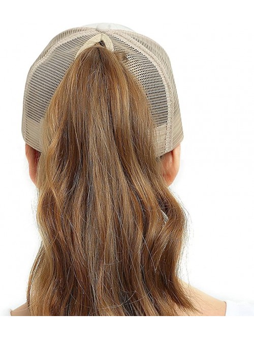 Baseball Caps Ponytail High Buns Ponycaps Baseball Adjustable - Mesh Beige - CE18CQAY78A $16.17