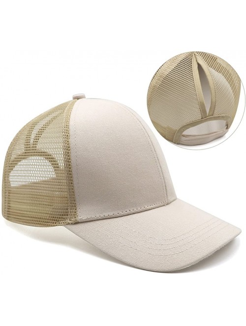 Baseball Caps Ponytail High Buns Ponycaps Baseball Adjustable - Mesh Beige - CE18CQAY78A $16.17