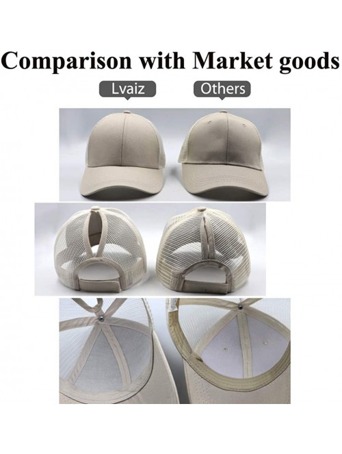 Baseball Caps Ponytail High Buns Ponycaps Baseball Adjustable - Mesh Beige - CE18CQAY78A $16.17