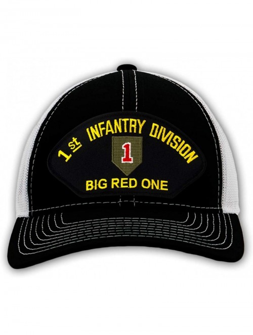 Baseball Caps 1st Infantry Division - Big Red One Hat/Ballcap Adjustable"One Size Fits Most" - Mesh-back Black & White - CN18...