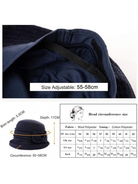 Bucket Hats Ladies Wool Cloche Hats Winter Bucket Hat 1920s Vintage Derby Hat Foldable - 00769_navyblue - C7192EM5O0W $18.86