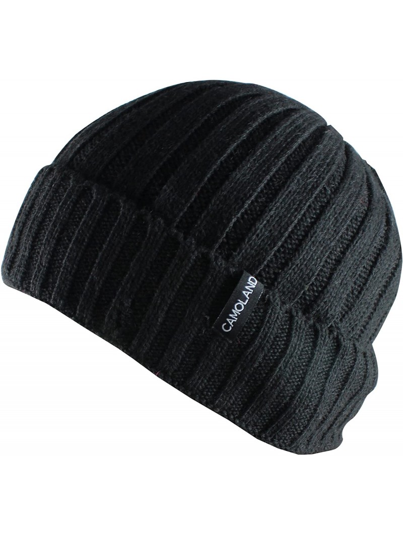 Skullies & Beanies Men's Fleece Wool Cable Knit Winter Beanie Hat - Black - C41860UQ78C $15.55