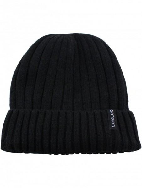 Skullies & Beanies Men's Fleece Wool Cable Knit Winter Beanie Hat - Black - C41860UQ78C $15.55