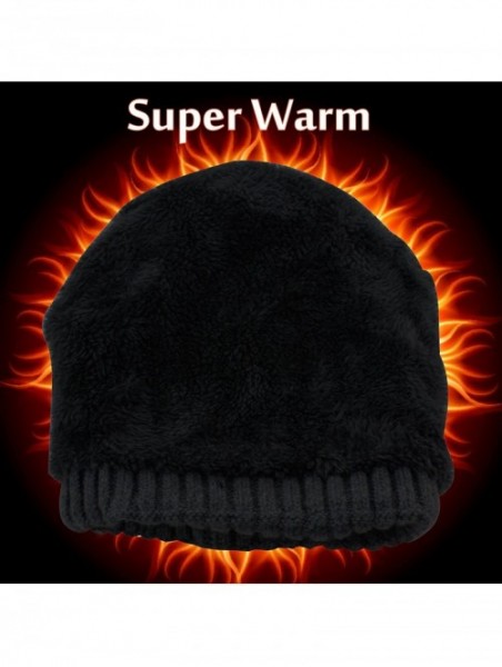 Skullies & Beanies Men's Fleece Wool Cable Knit Winter Beanie Hat - Black - C41860UQ78C $15.55