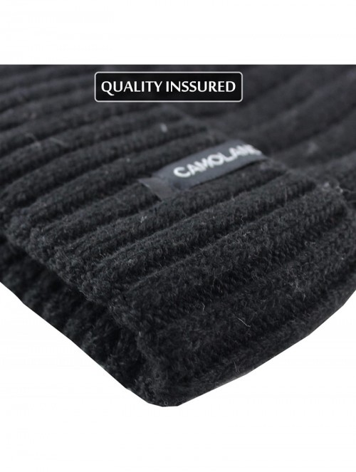 Skullies & Beanies Men's Fleece Wool Cable Knit Winter Beanie Hat - Black - C41860UQ78C $15.55