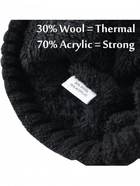 Skullies & Beanies Men's Fleece Wool Cable Knit Winter Beanie Hat - Black - C41860UQ78C $15.55