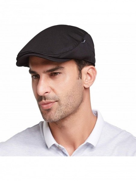 Newsboy Caps Men's Newsboy Caps with Satin Lining - Black - Fit for 7 - 7 1/4 - C418OT28YZL $19.08