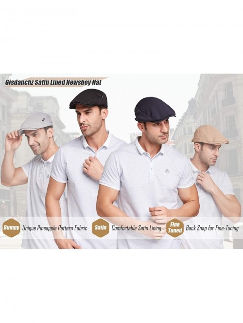 Newsboy Caps Men's Newsboy Caps with Satin Lining - Black - Fit for 7 - 7 1/4 - C418OT28YZL $19.08