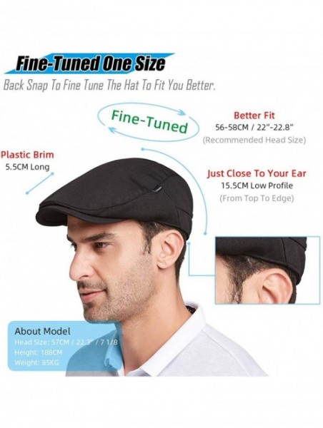 Newsboy Caps Men's Newsboy Caps with Satin Lining - Black - Fit for 7 - 7 1/4 - C418OT28YZL $19.08