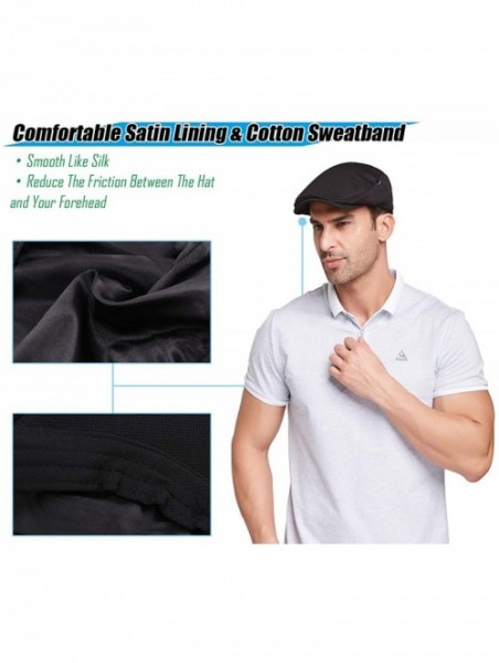 Newsboy Caps Men's Newsboy Caps with Satin Lining - Black - Fit for 7 - 7 1/4 - C418OT28YZL $19.08