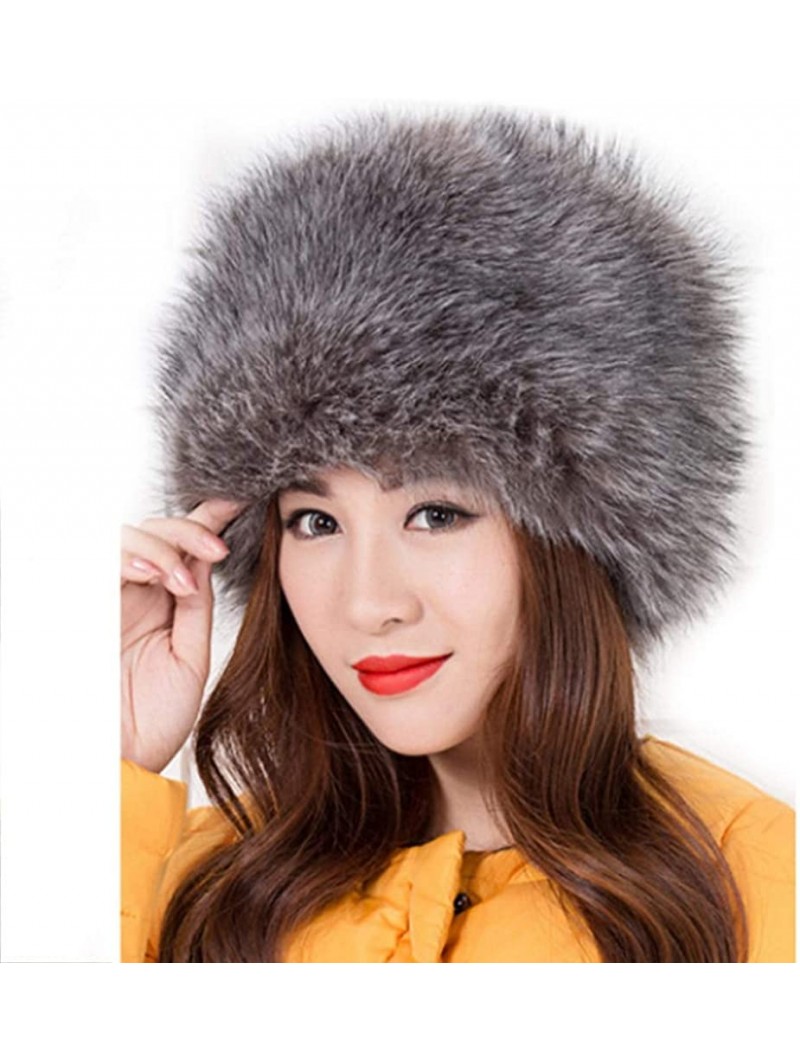 Skullies & Beanies Women's Faux Fur Hat for Winter with Stretch Cossack Russion Style Beanie Warm Cap - Grey 1 - C518ICIOCCR ...