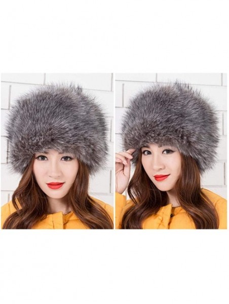 Skullies & Beanies Women's Faux Fur Hat for Winter with Stretch Cossack Russion Style Beanie Warm Cap - Grey 1 - C518ICIOCCR ...