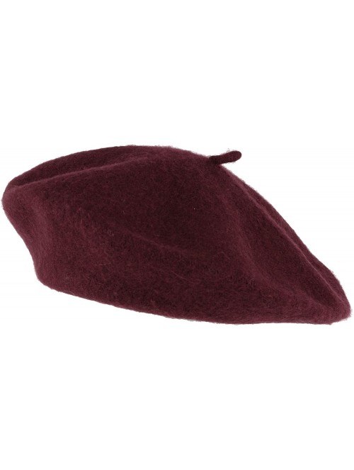 Berets Wool Blend French Beret for Men and Women in Plain Colours - Burgundy - CI12NR2U9JD $13.06