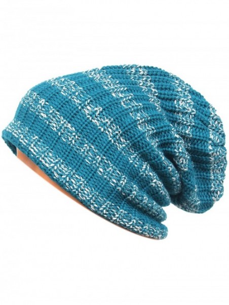 Skullies & Beanies Unisex Beanie Hat Slouchy Knit Cap Skullcap Stripe Baggy Style 1009 - Blue - CU128MYZF5R $13.39