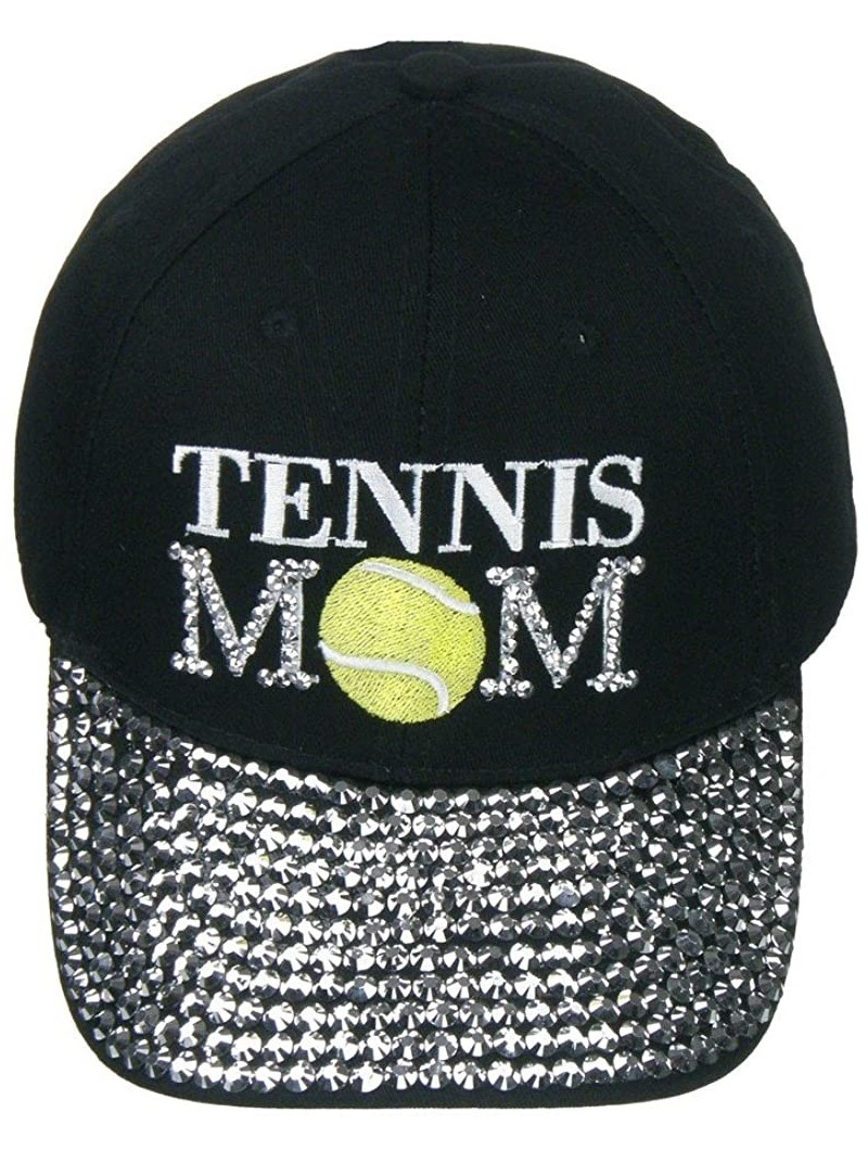 Baseball Caps Women's 100% Cotton Sports Mom Bling Baseball Cap with Crystal Brim - Tennis Mom - C618E7AKRA0 $18.30