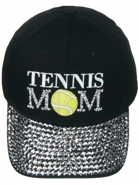 Baseball Caps Women's 100% Cotton Sports Mom Bling Baseball Cap with Crystal Brim - Tennis Mom - C618E7AKRA0 $18.30