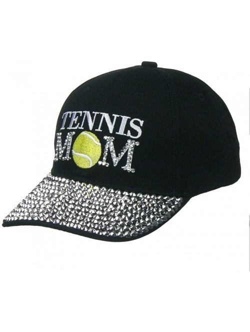 Baseball Caps Women's 100% Cotton Sports Mom Bling Baseball Cap with Crystal Brim - Tennis Mom - C618E7AKRA0 $18.30