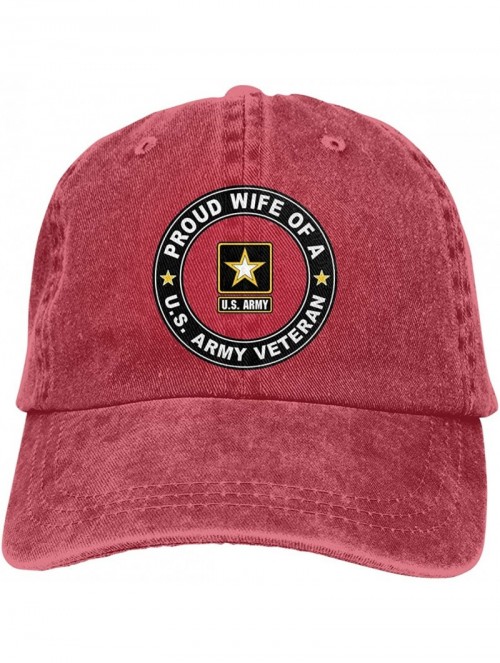 Baseball Caps U.S. Army Veteran Proud Wife Adjustable Baseball Caps Denim Hats Cowboy Sport Outdoor - Red - CW18QMZSXGA $11.86