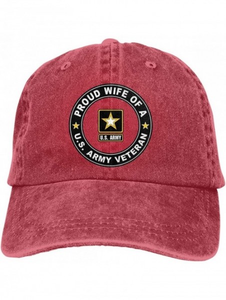 Baseball Caps U.S. Army Veteran Proud Wife Adjustable Baseball Caps Denim Hats Cowboy Sport Outdoor - Red - CW18QMZSXGA $11.86