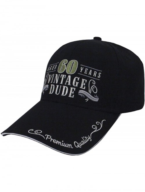 Baseball Caps 60th Birthday Vintage Dude Adjustable Hat - Black - C91185UVNXR $18.14