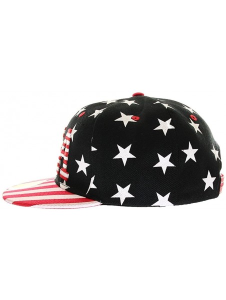 Baseball Caps USA American Flag Printed Baseball Cap Snapback Adjustable Size - Usa - Black - C011AU7ER9J $12.10