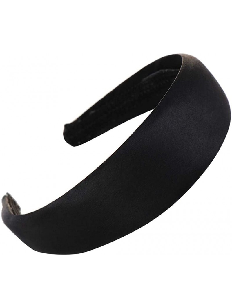 Headbands Satin Sponge Hairband Women Girls Wide Headband Thick Hair Accessories Hair Head Hoop - Black - CM18XNZ9NGR $11.21