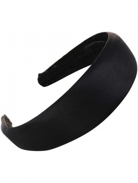 Headbands Satin Sponge Hairband Women Girls Wide Headband Thick Hair Accessories Hair Head Hoop - Black - CM18XNZ9NGR $11.21