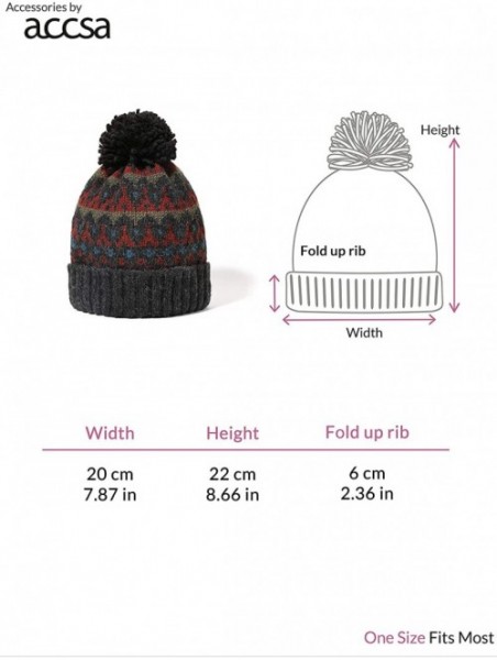 Skullies & Beanies Mens Winter Warm Rib Cable Pattern 10% Wool Pom Beanie Hat - Brick-red - CV18TQLWNG4 $12.17